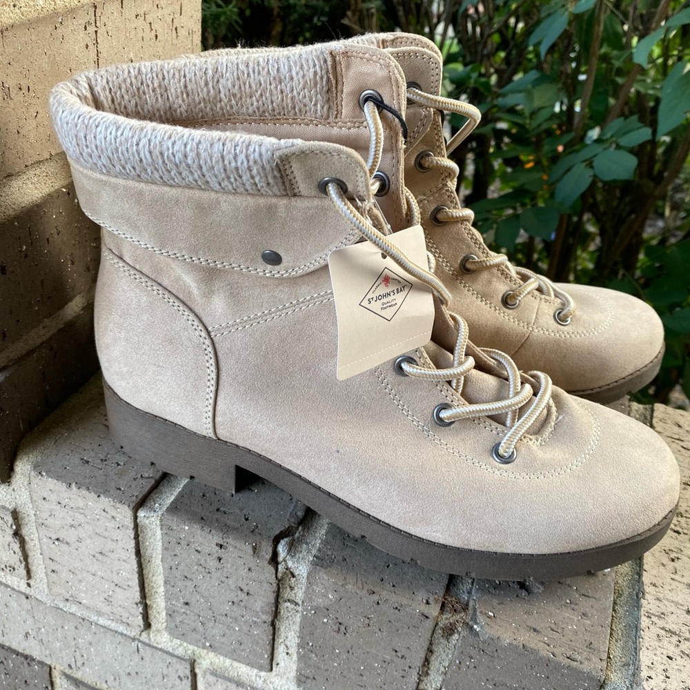 St. John’s Bay Tan Suede Combat Boots